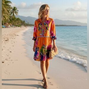 Antica Sartoria by Giacomo Cinque Beaded Parrot Button Tunic/Dress, size S/M